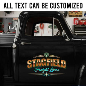 Personalized Freight Lines Truck Door Decal with Custom Company Name and Vintage Script sticker 14251