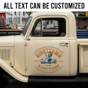 Personalized Custom Garage Door Decal with Retro Bomb Rocket Art and Classic Pinup Style sticker 14252