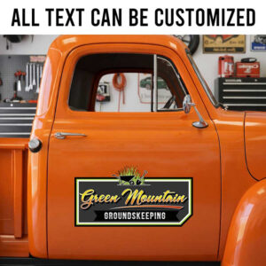 Personalized Lawn Care Truck Decal with Rustic Groundskeeping Logo and Script Typography sticker 14254