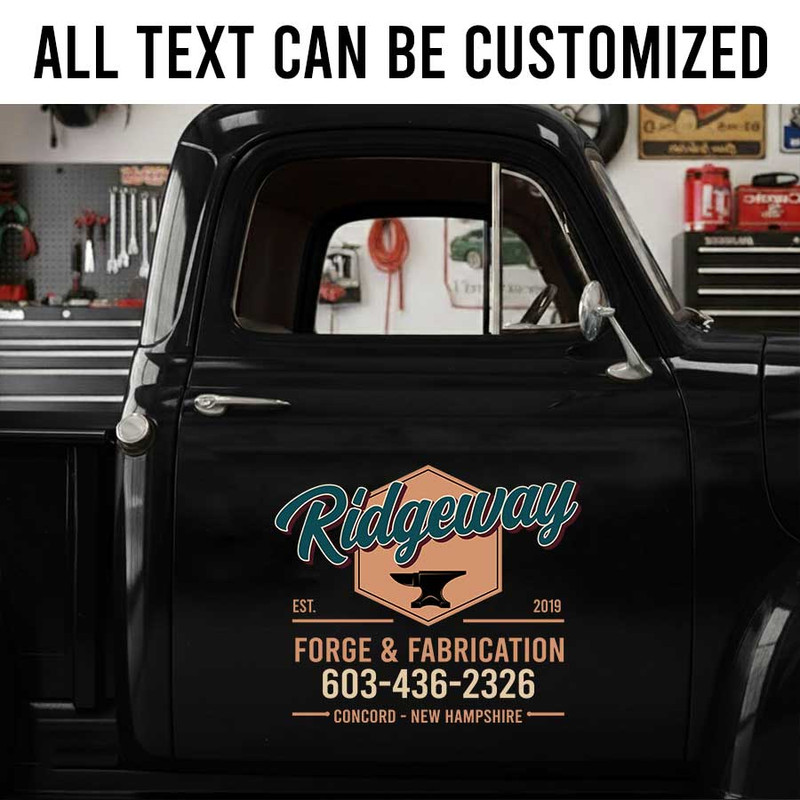 Custom Blacksmith Shop Vehicle Lettering for Metal Fabrication and Welding Businesses sticker 14264 - Image 2