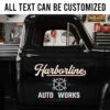 Custom Mechanic Shop Vehicle Lettering with Vintage Auto Works Gear and Wrench Emblem sticker 14265