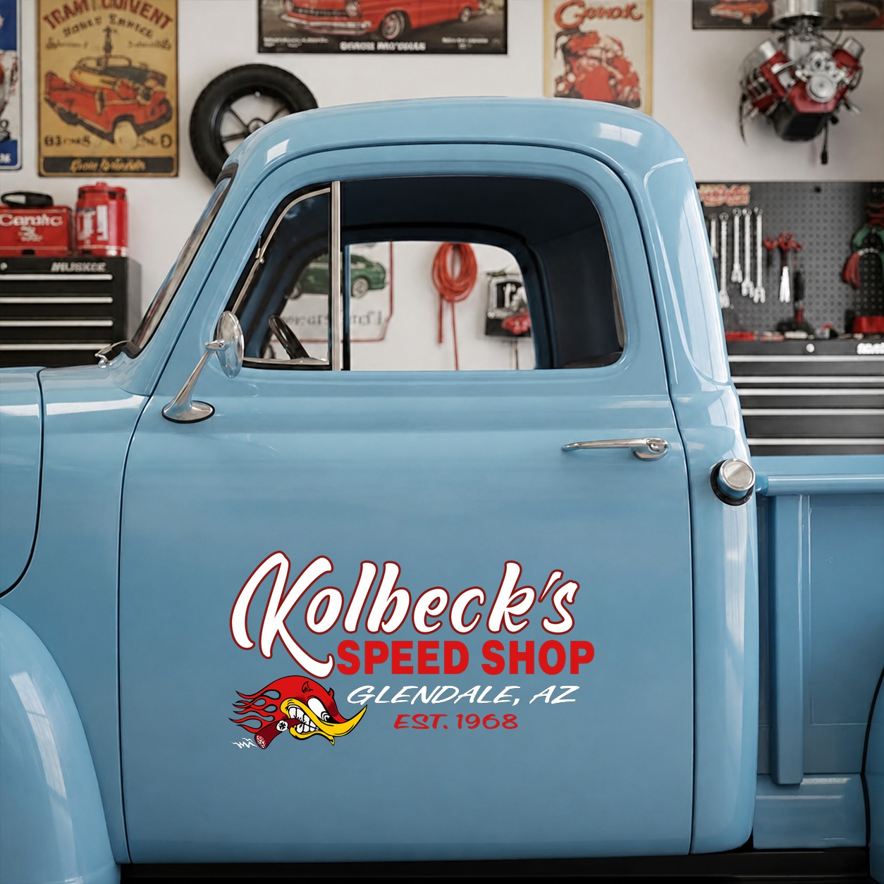 personalized Speed Shop | Hot Rod vinyl stickers 09409 - Image 6