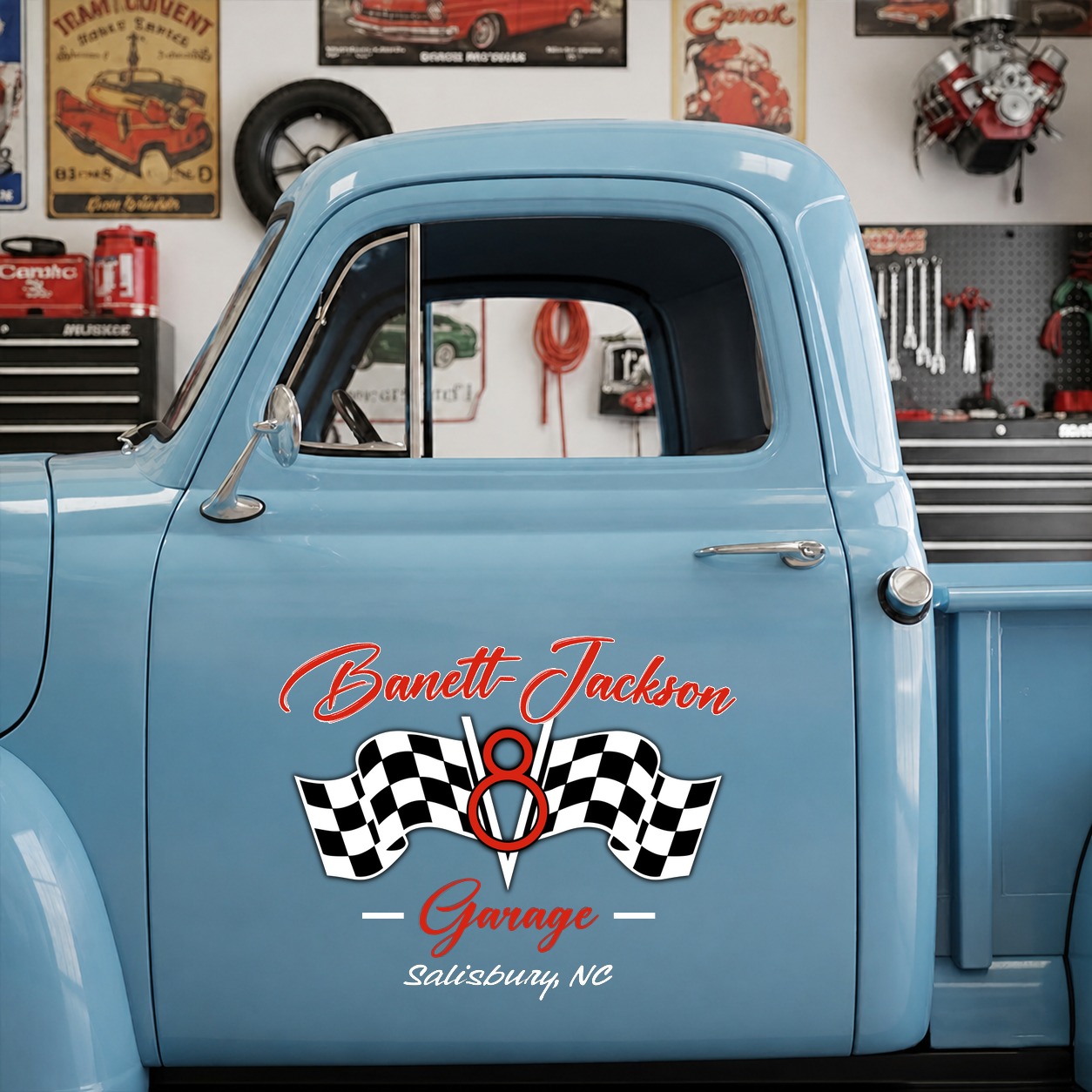 personalized hot rod garage | speed shop | kustom kultrure | old school vinyl stickers 09549 - Image 6