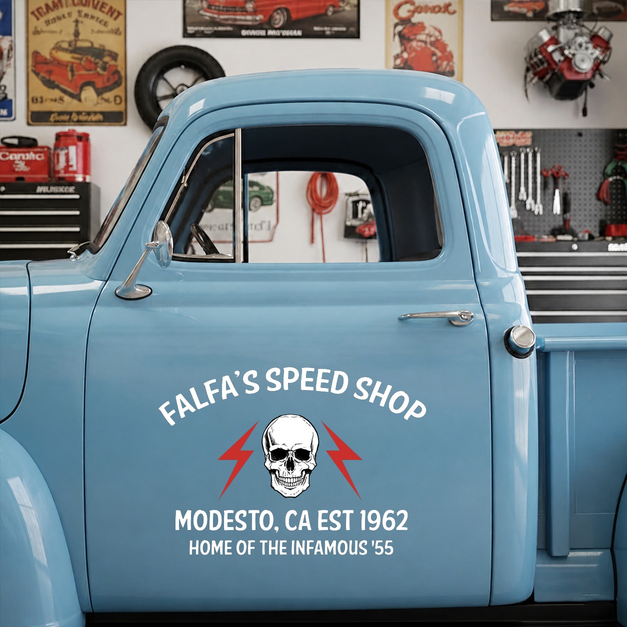 personalized hot rod garage | speed shop | kustom kultrure | old school vinyl stickers 09560 - Image 6