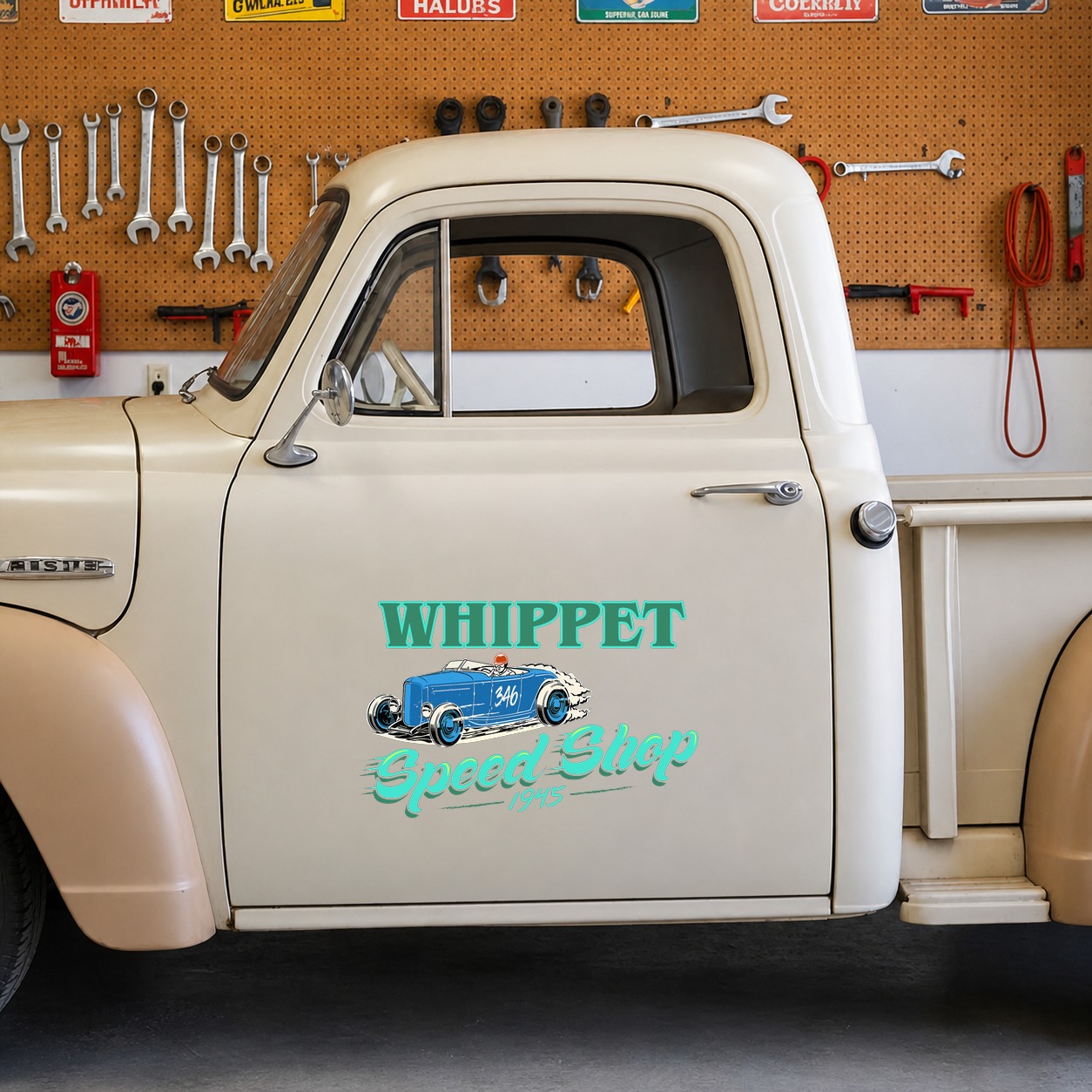personalized hot rod club | speed shop garage vinyl stickers 09716 - Image 6