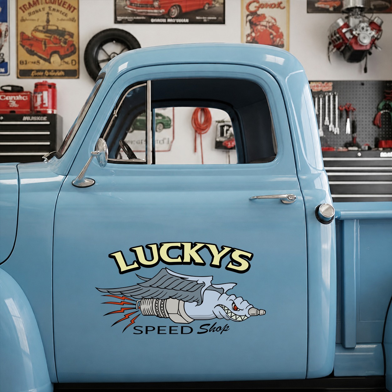 personalized speed shop | hot rod garage vinyl stickers 09719 - Image 6