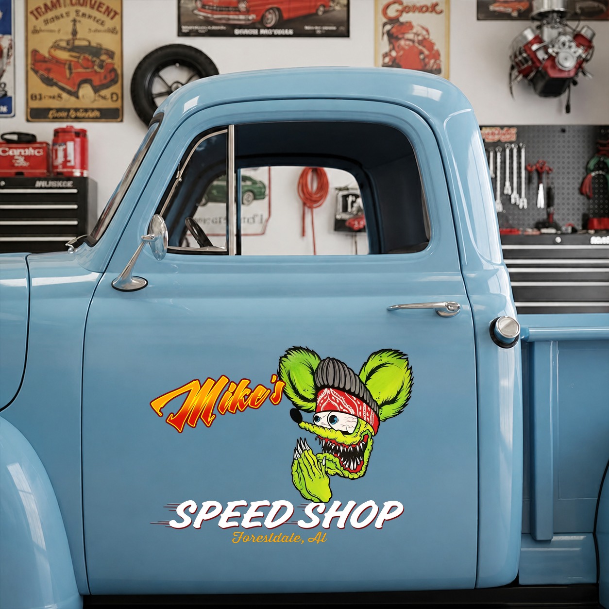 personalized hot rod garage | speed shop | kustom kulture | low brow art set 02 vinyl stickers 09725 - Image 6