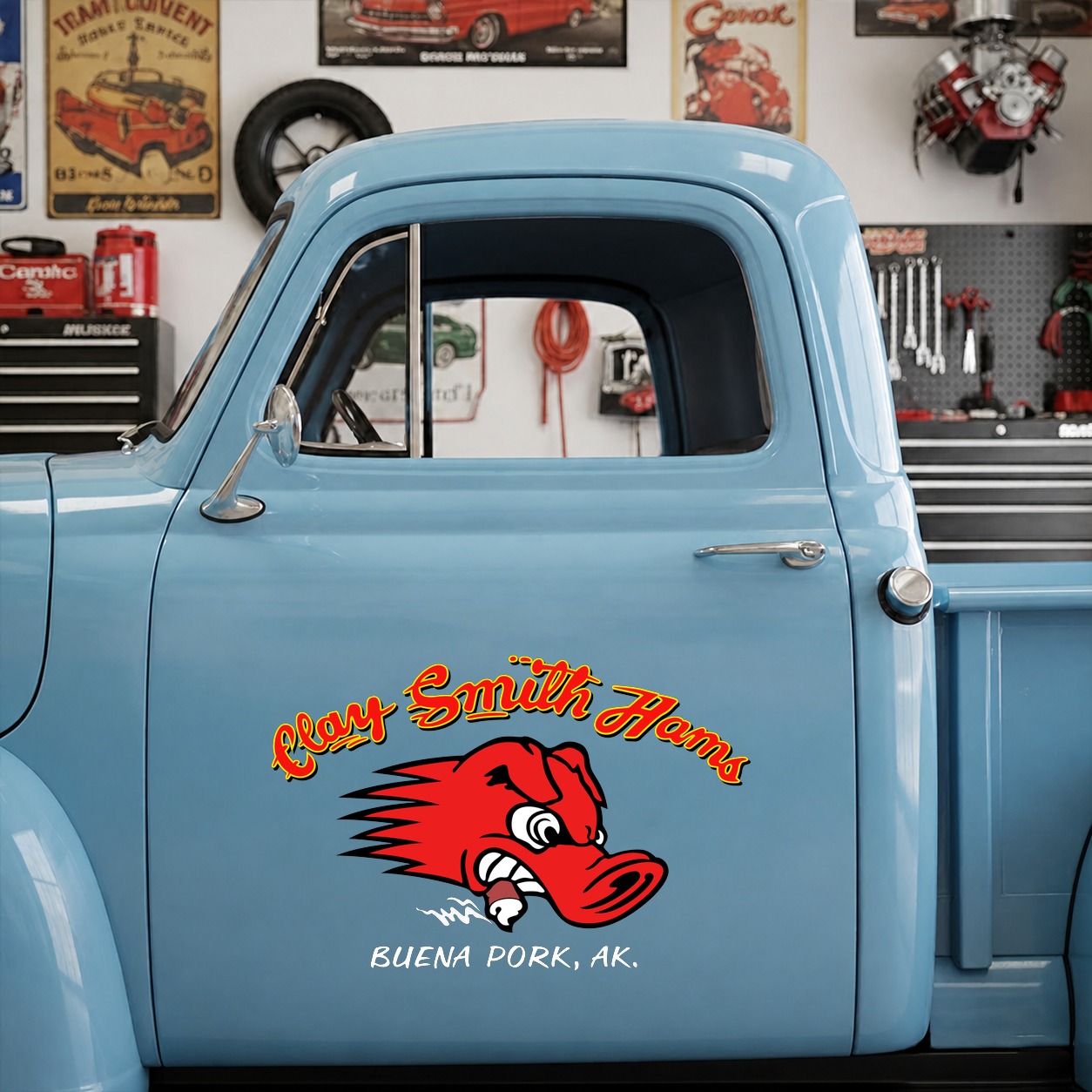 clay smith hams buena pork | hot rod garage vinyl stickers 09732 - Image 6