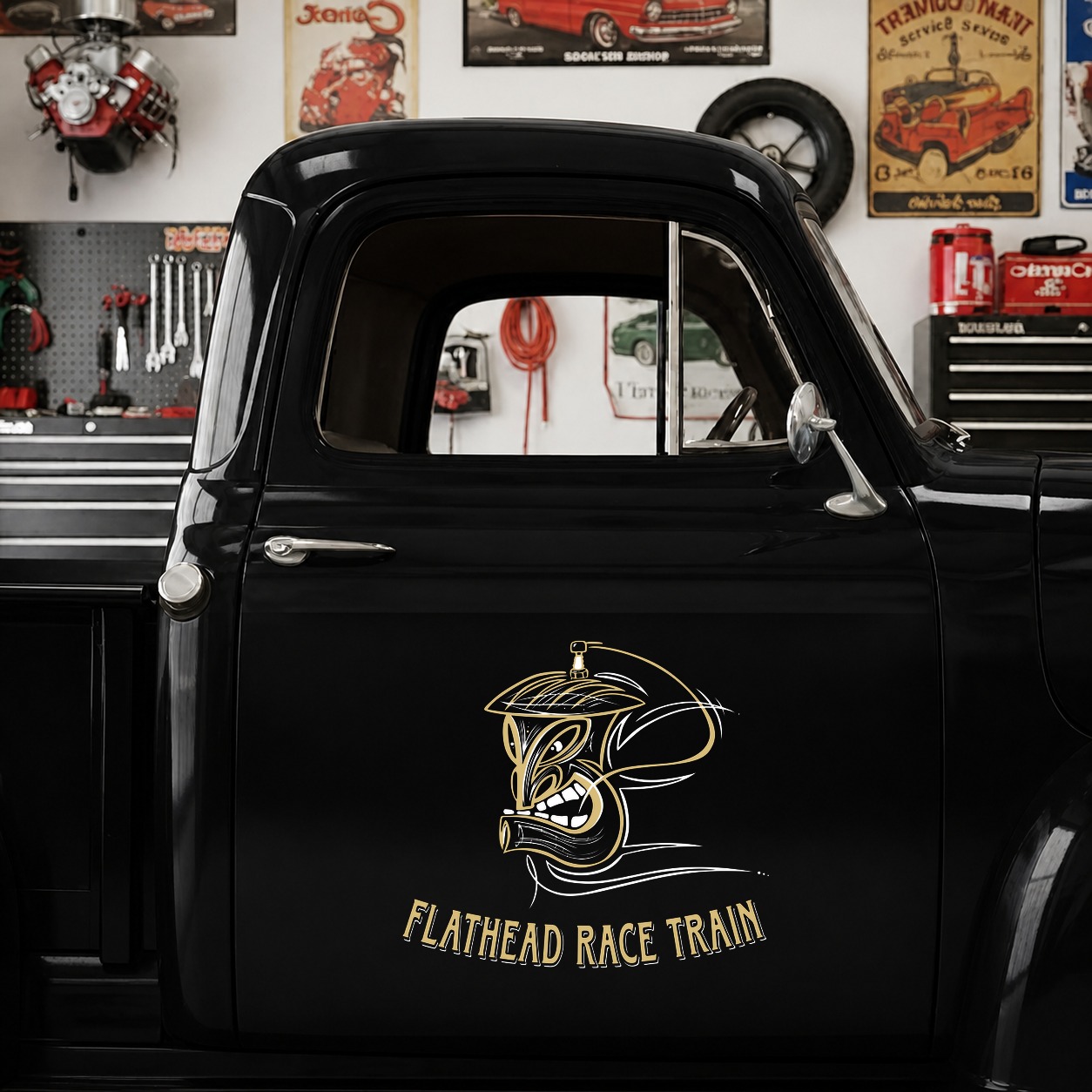 personalized hot rod garage | pinstripe | speed shop vinyl stickers 09736 - Image 6