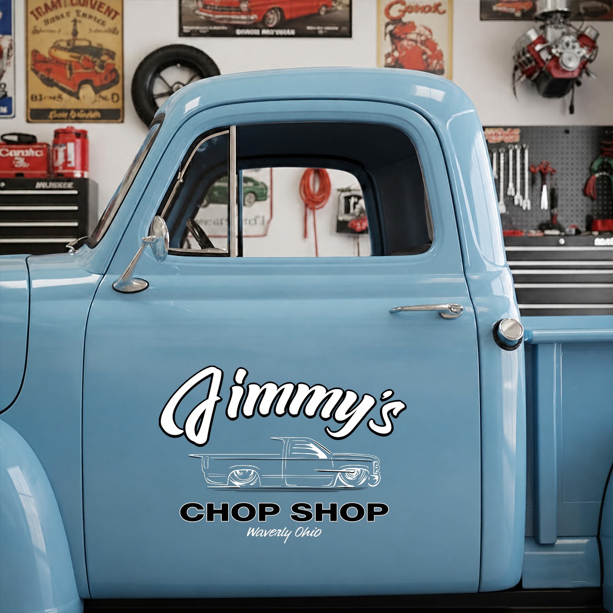 personalized chop shop | hot rod | garage | low brow art vinyl stickers 09749 - Image 6