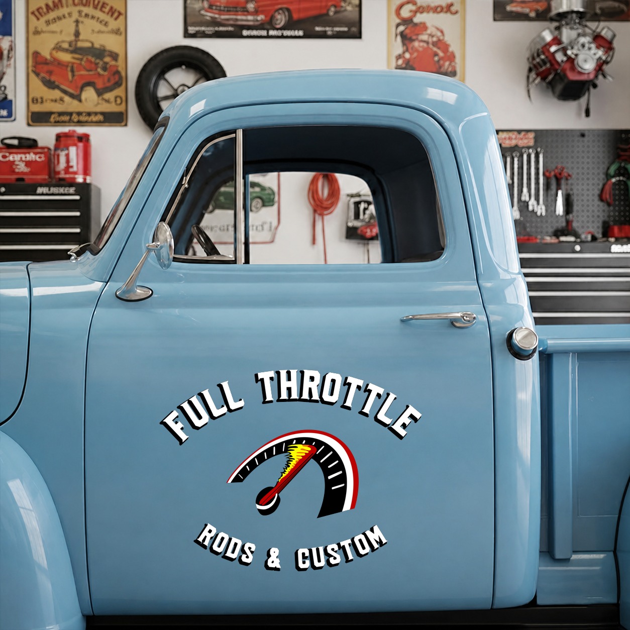 personalized rods and custom | hot rod garage | racing | speed shop vinyl stickers 09750 - Image 6