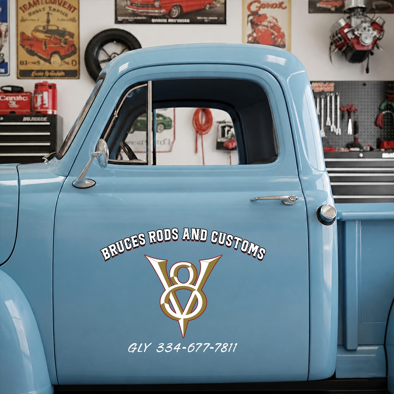 personalized auto parts | V8 garage vinyl stickers 09758 - Image 6