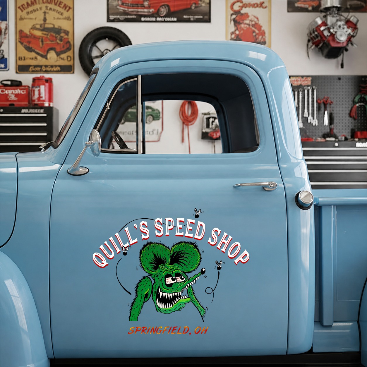 personalized hot rod garage | kustom kulture | low brow art vinyl stickers 09770 - Image 6