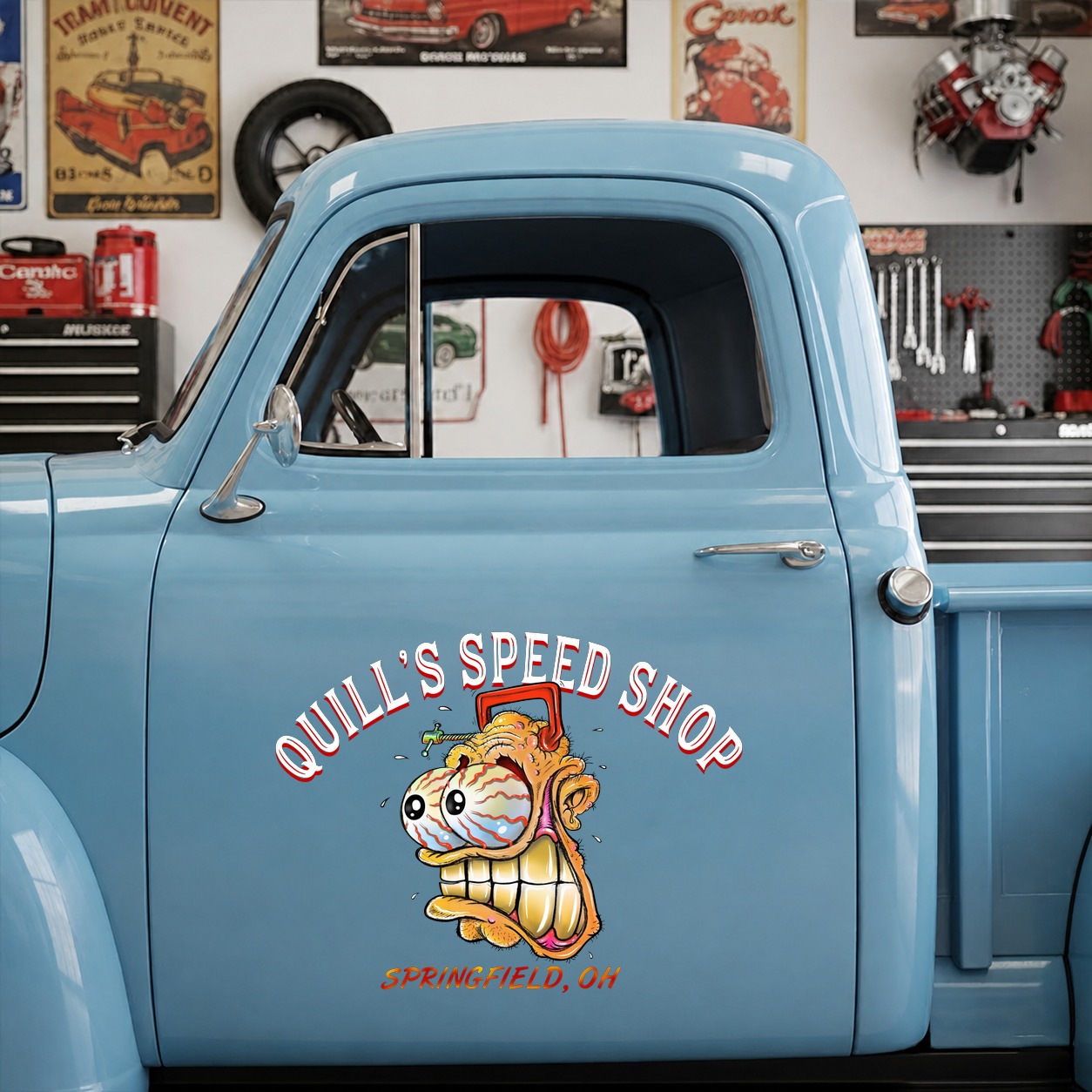 personalized hot rod garage | kustom kulture | low brow art vinyl stickers 09771 - Image 6