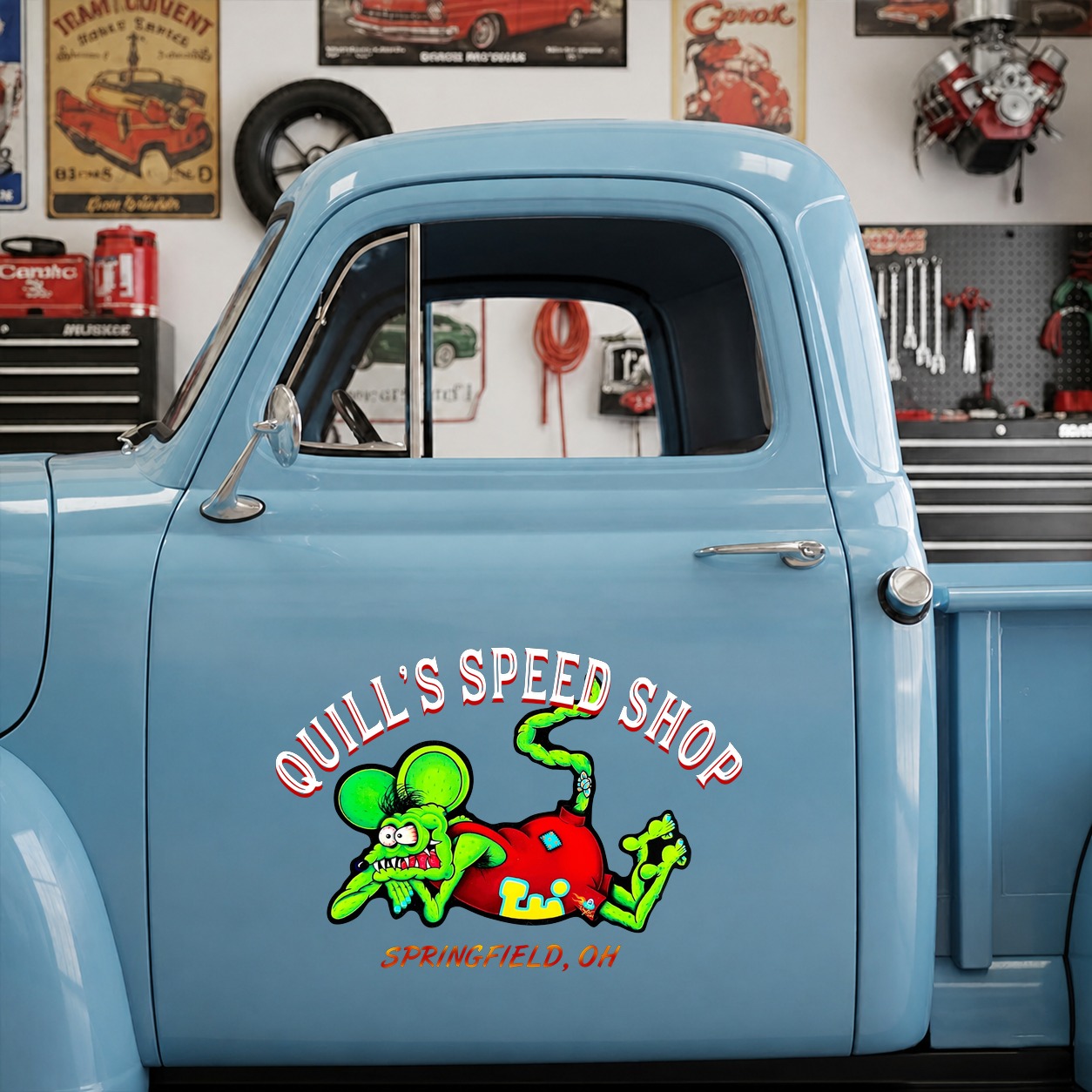 personalized hot rod garage | rat rod | kustom kulture vinyl stickers 09775 - Image 6