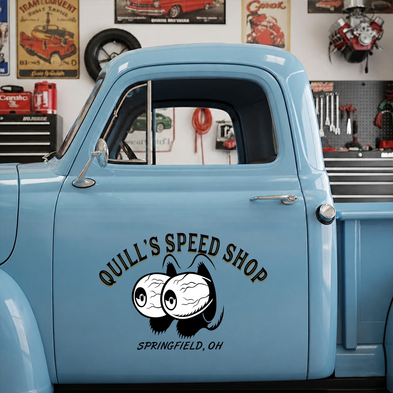 personalized eye ball | hot rod | kustom garage | low brow art vinyl stickers 09780 - Image 7