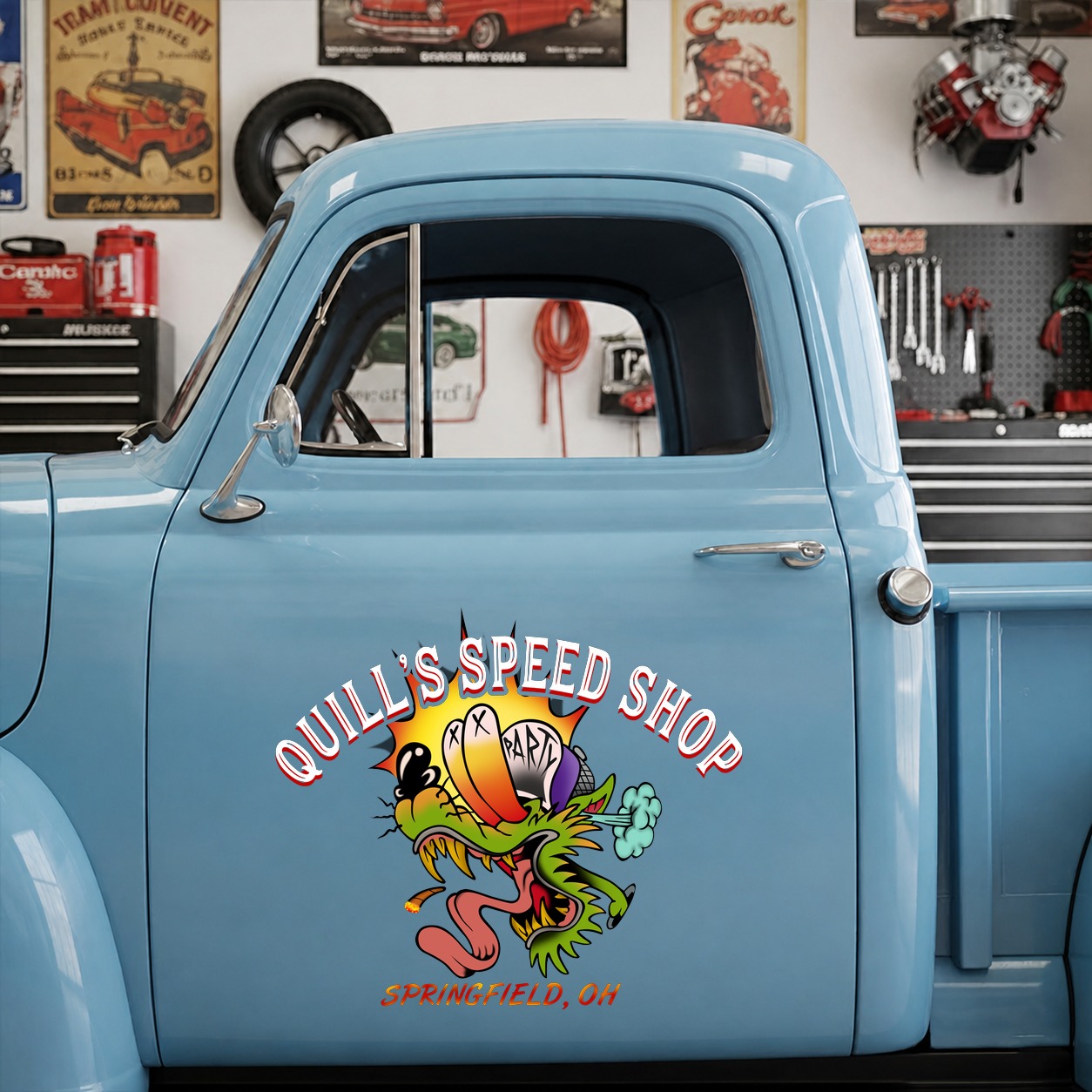 personalized old chool garage | hot rod garage | weirdo | kustom kulture vinyl stickers 09783 - Image 6