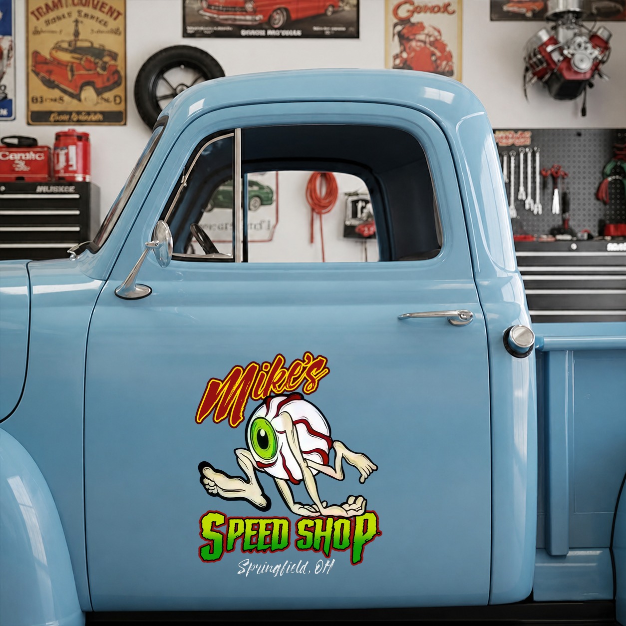 personalized eye ball | hot rod | kustom garage | low brow art vinyl stickers 09786 - Image 6