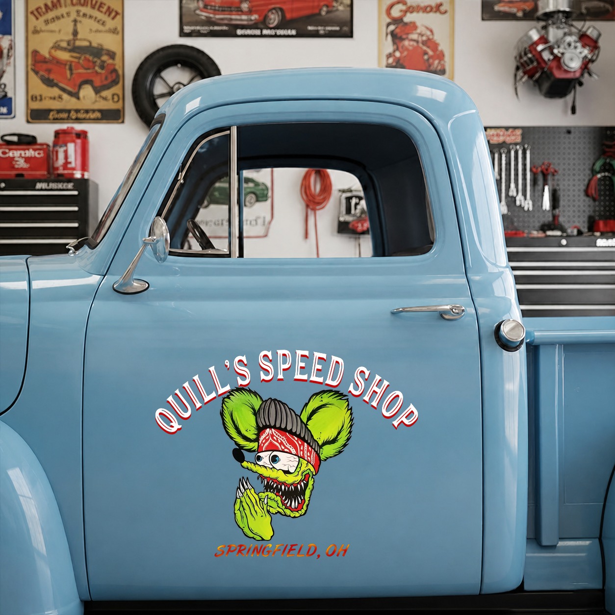 personalized hot rod garage | kustom kulture | low brow art vinyl stickers 09788 - Image 6