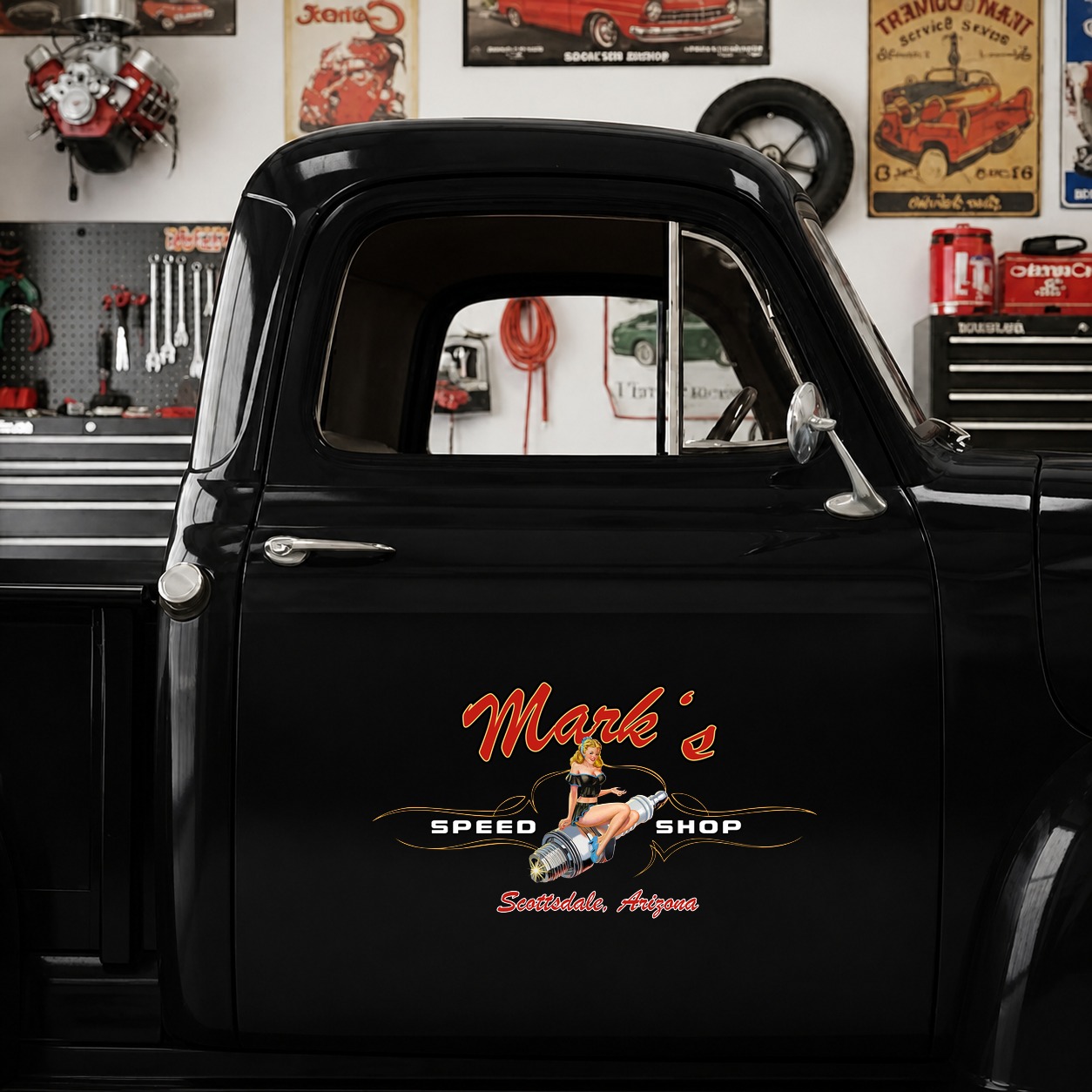 personalized pinup candle spark plugs | hot rod garage vinyl stickers 09789 - Image 6