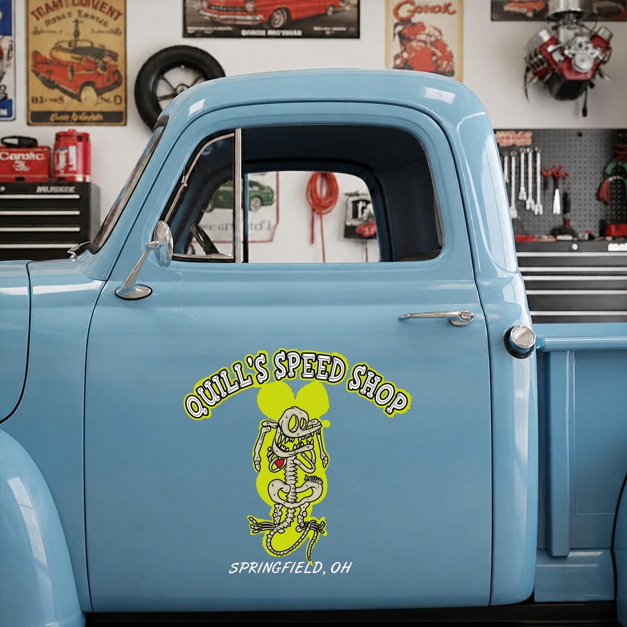 personalized hot rod garage | old school garage | kustom kulture vinyl stickers 09857 - Image 7
