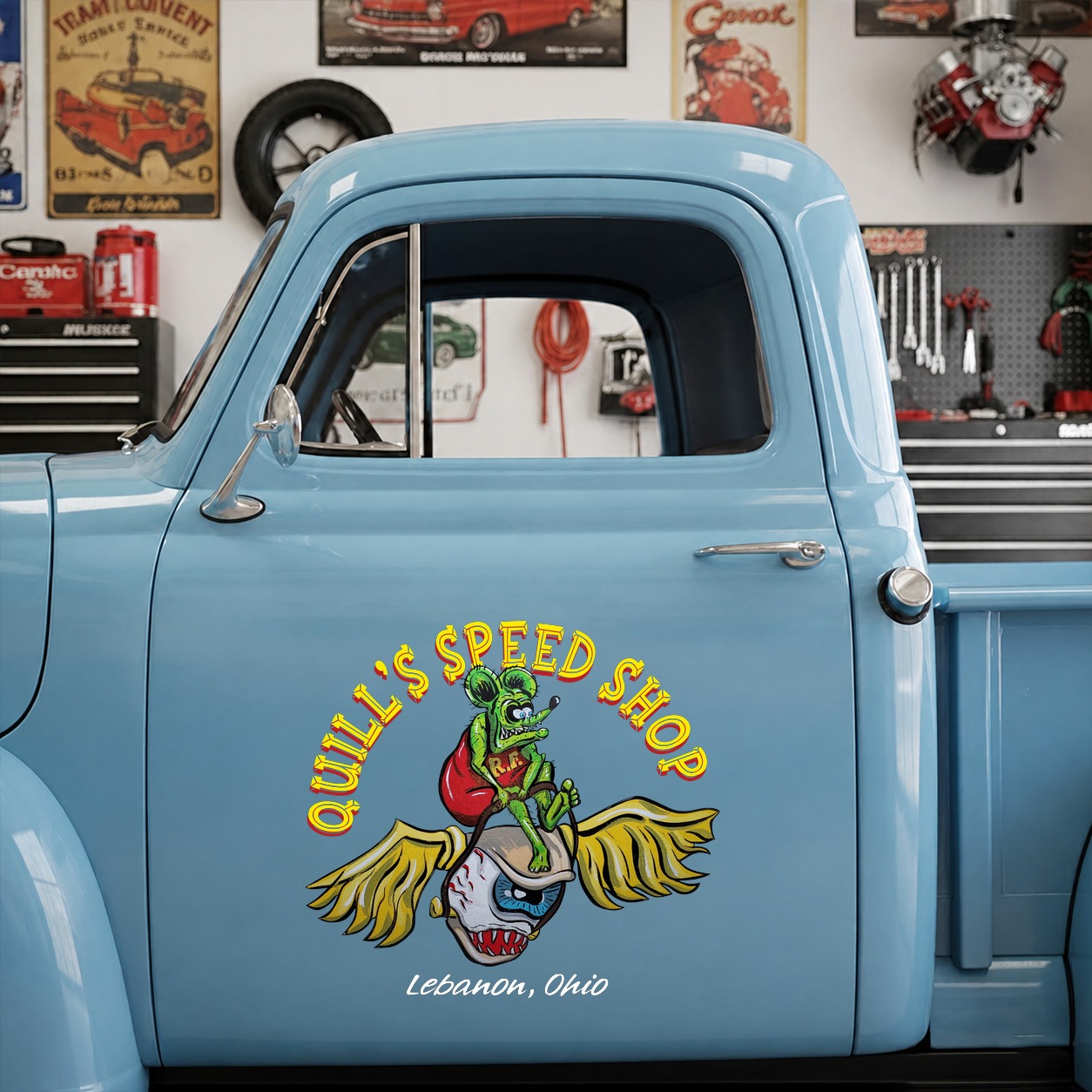 personalized hot rod garage | old school garage | kustom kulture set 02 vinyl stickers 09858 - Image 7