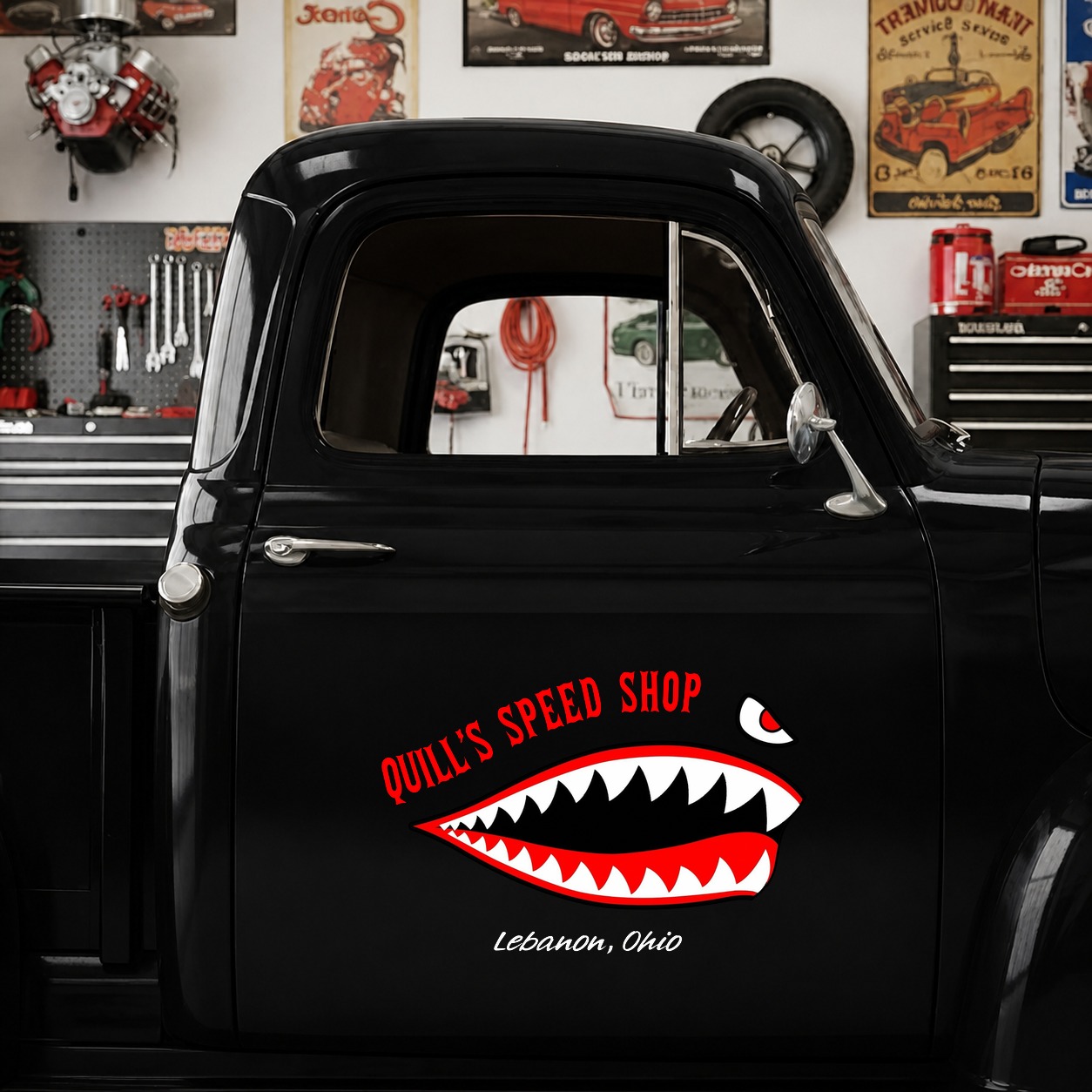 personalized hot rod garage | flying tiger vinyl stickers 09859 - Image 7