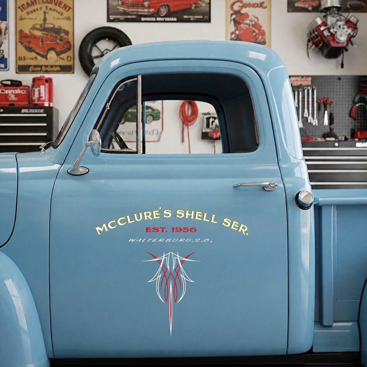 personalized pinstripe | hot rod garage | lettering | speed shop vinyl stickers 09862 - Image 6