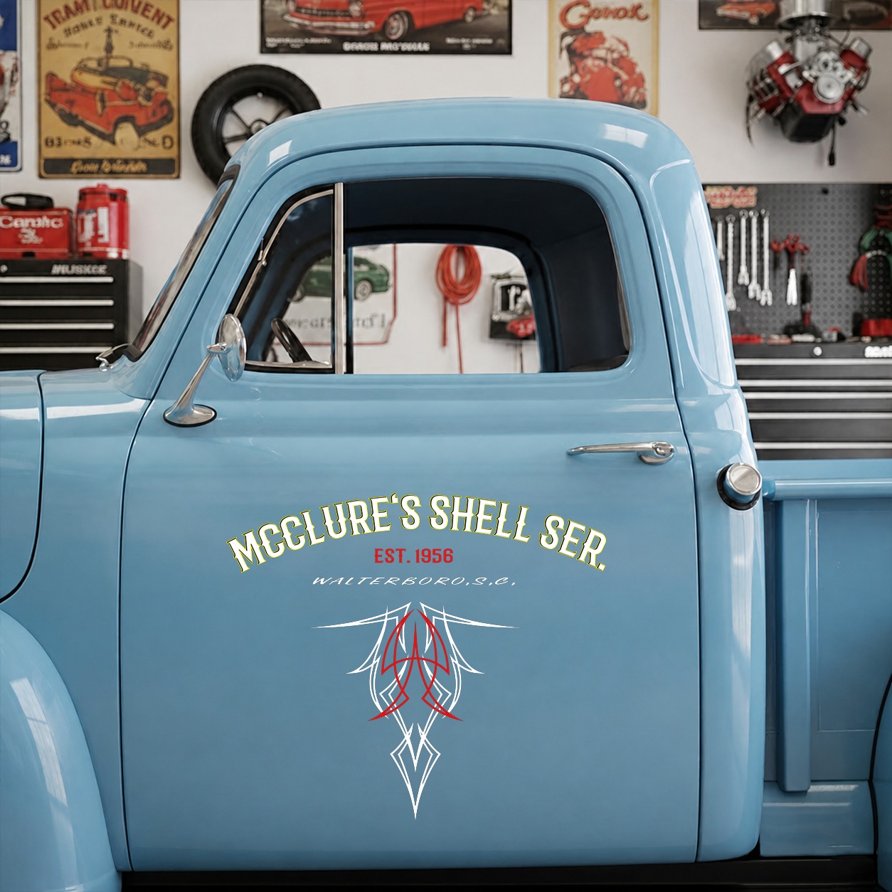 personalized pinstripe | hot rod garage | lettering | speed shop vinyl stickers 09863 - Image 6
