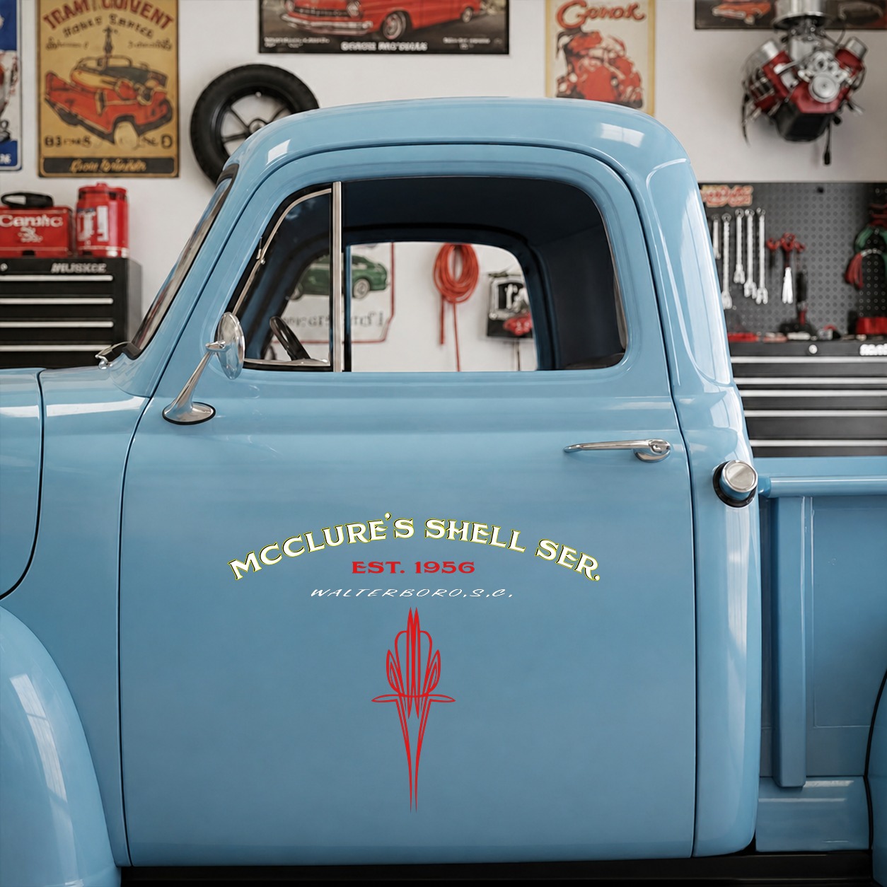 personalized pinstripe | hot rod garage | lettering | speed shop vinyl stickers 09867 - Image 6