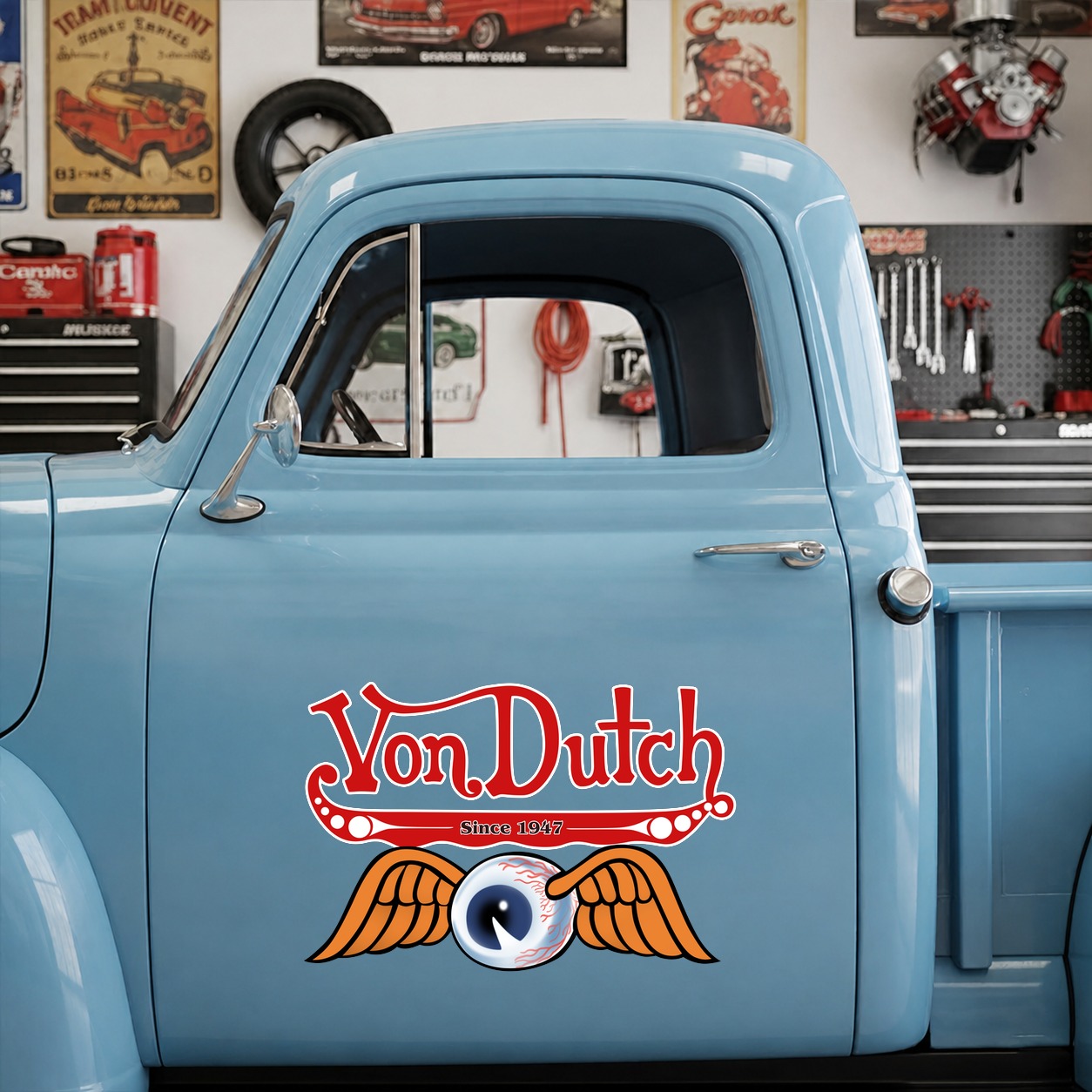 hot rod garage | flying eyeball | pinstriping vinyl sticker 09884 - Image 8