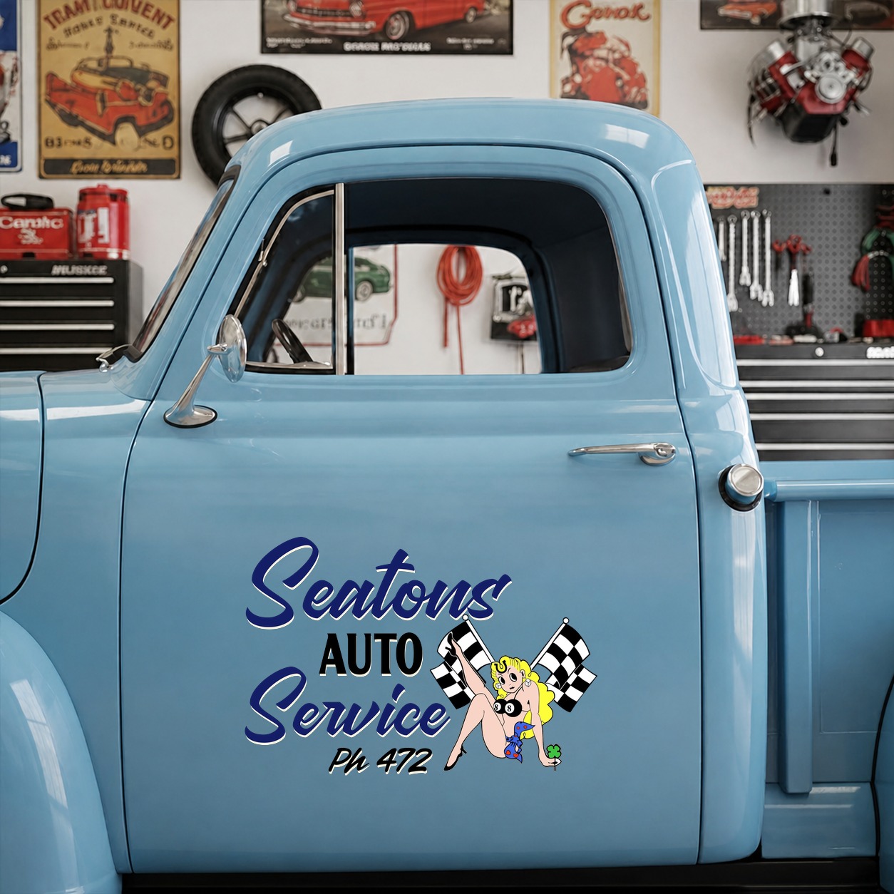 personalized hot rod garage vinyl sticker 09885 - Image 9