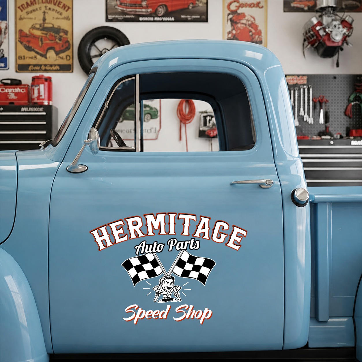 hot rod garage | speed shop | auto parts vinyl sticker 09887 - Image 6