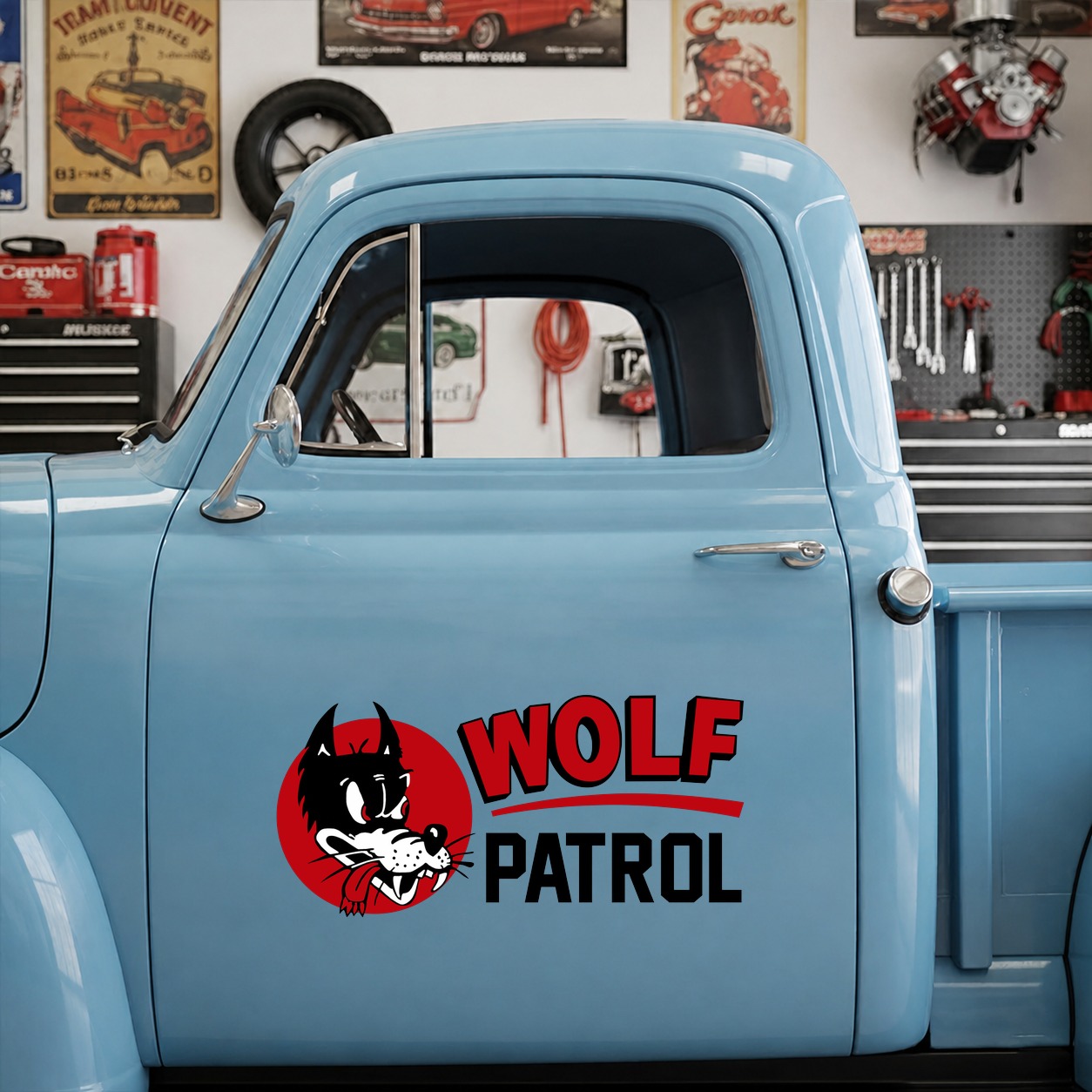 WOLF PATROL | hot rod garage | vintage vinyl sticker 09903 - Image 7