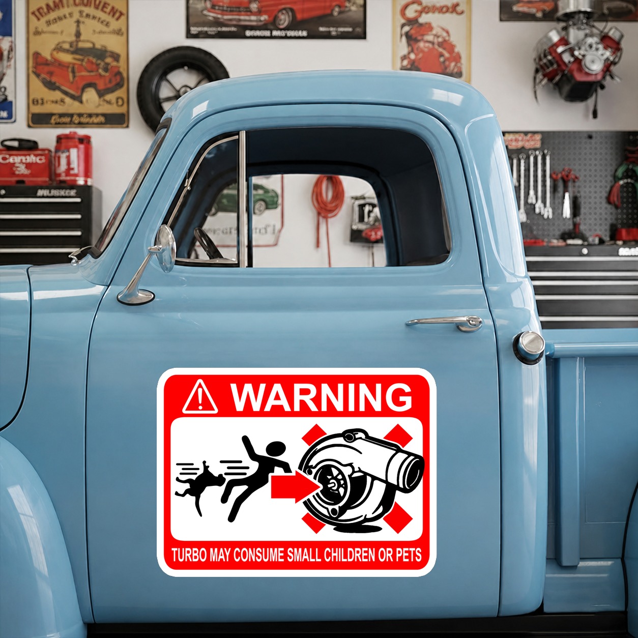 TURBO WARNING MAY CONSUME | hot rod garage vinyl sticker 09920 - Image 8
