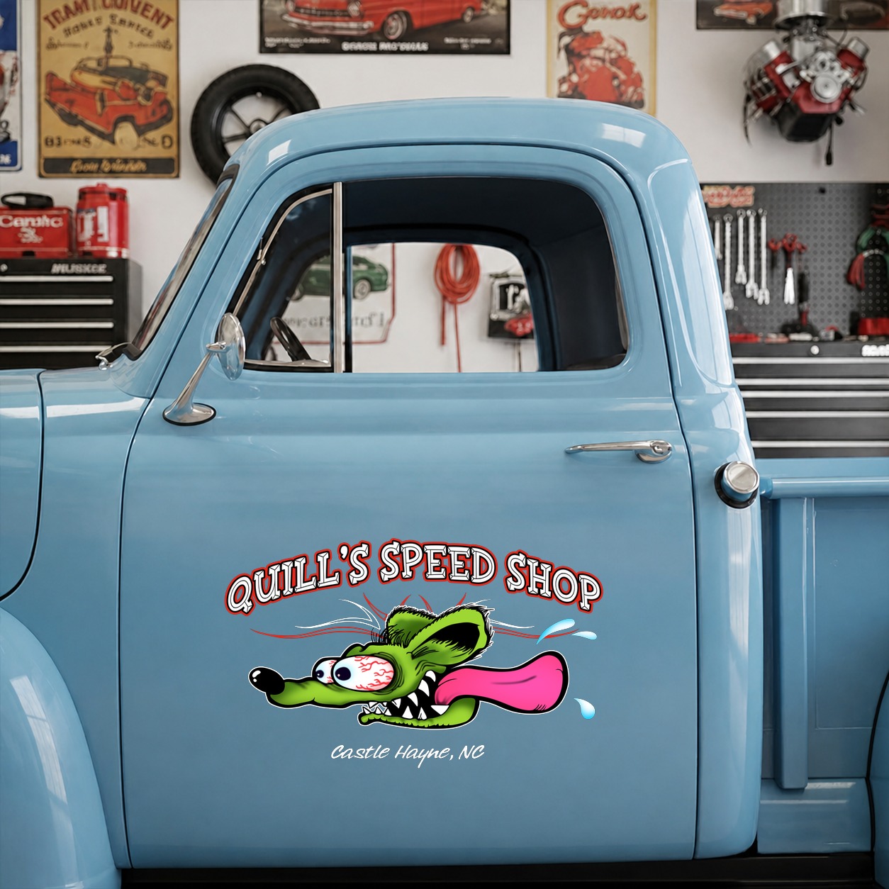 personalized rat rod | hot rod garage | hot rod garage vinyl sticker 09936 - Image 10