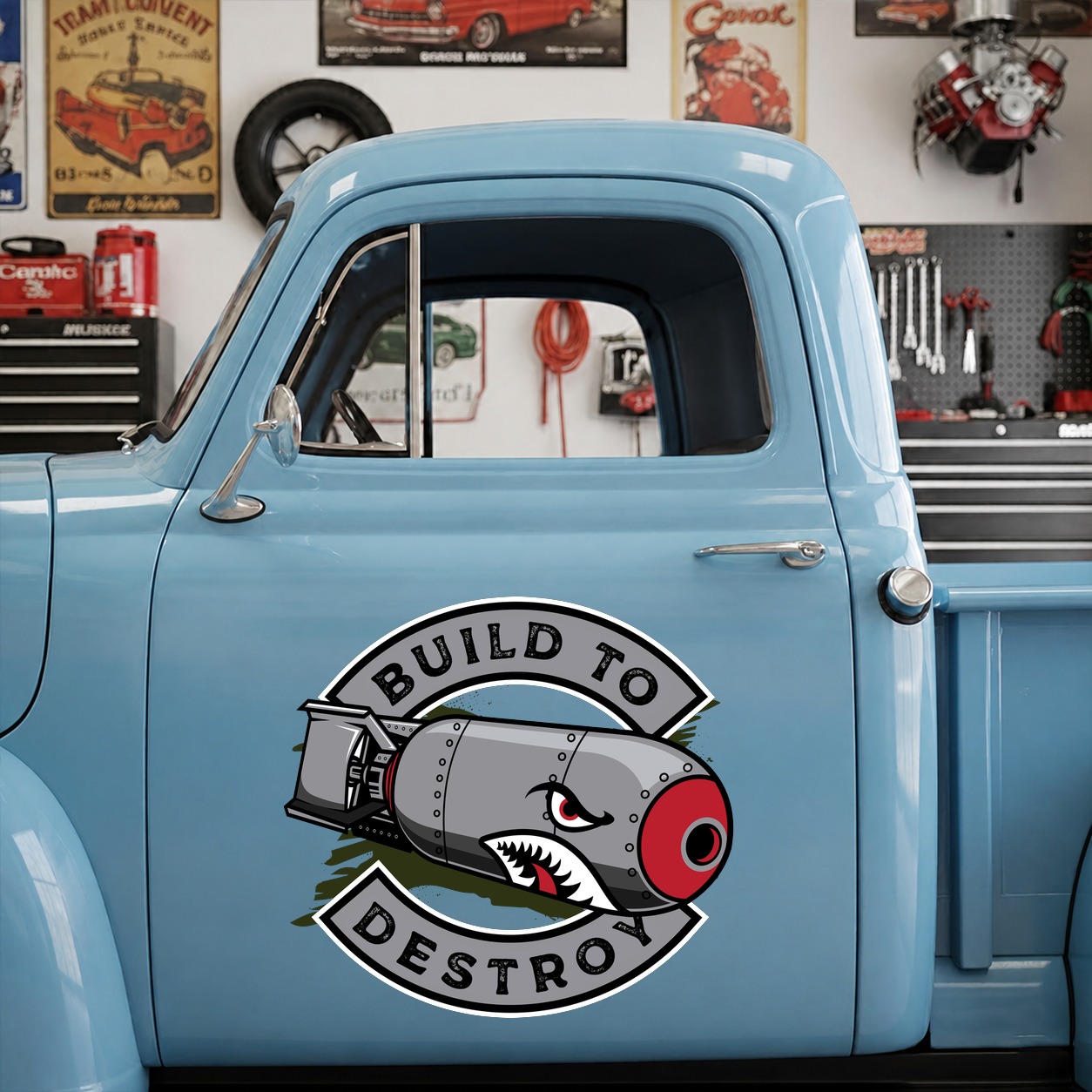 build to destroy | hot rod | bomber | rat rod vinyl sticker 09947 - Image 9