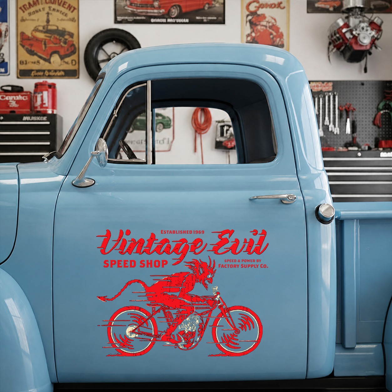 hot rod garage | vintage evil speed shop vinyl sticker 09950 - Image 7