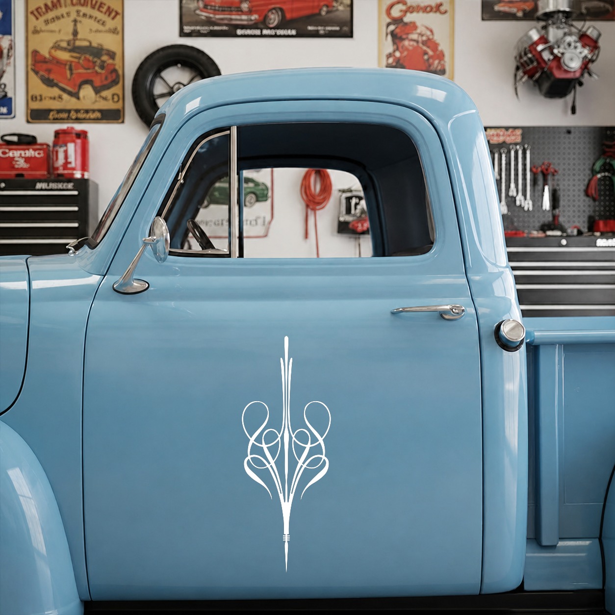 hot rod garage | pinstriping | camper caravan | rat rod | kustom kulture vinyl sticker 09951 - Image 6