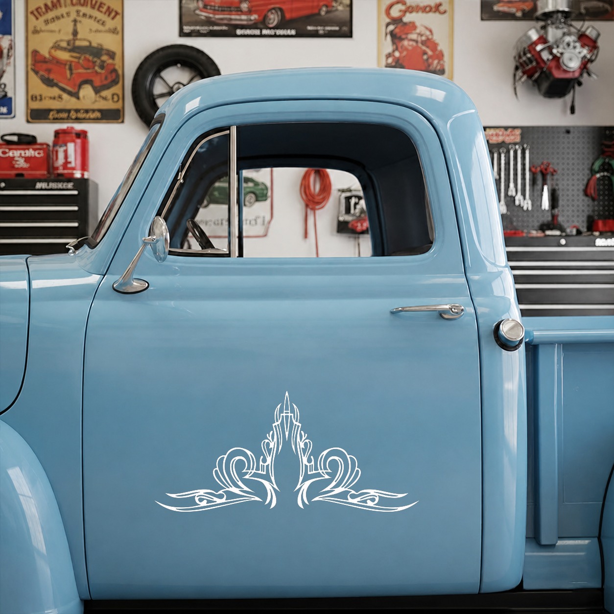 hot rod garage | pinstriping | camper caravan | rat rod | kustom kulture vinyl sticker 09953 - Image 7