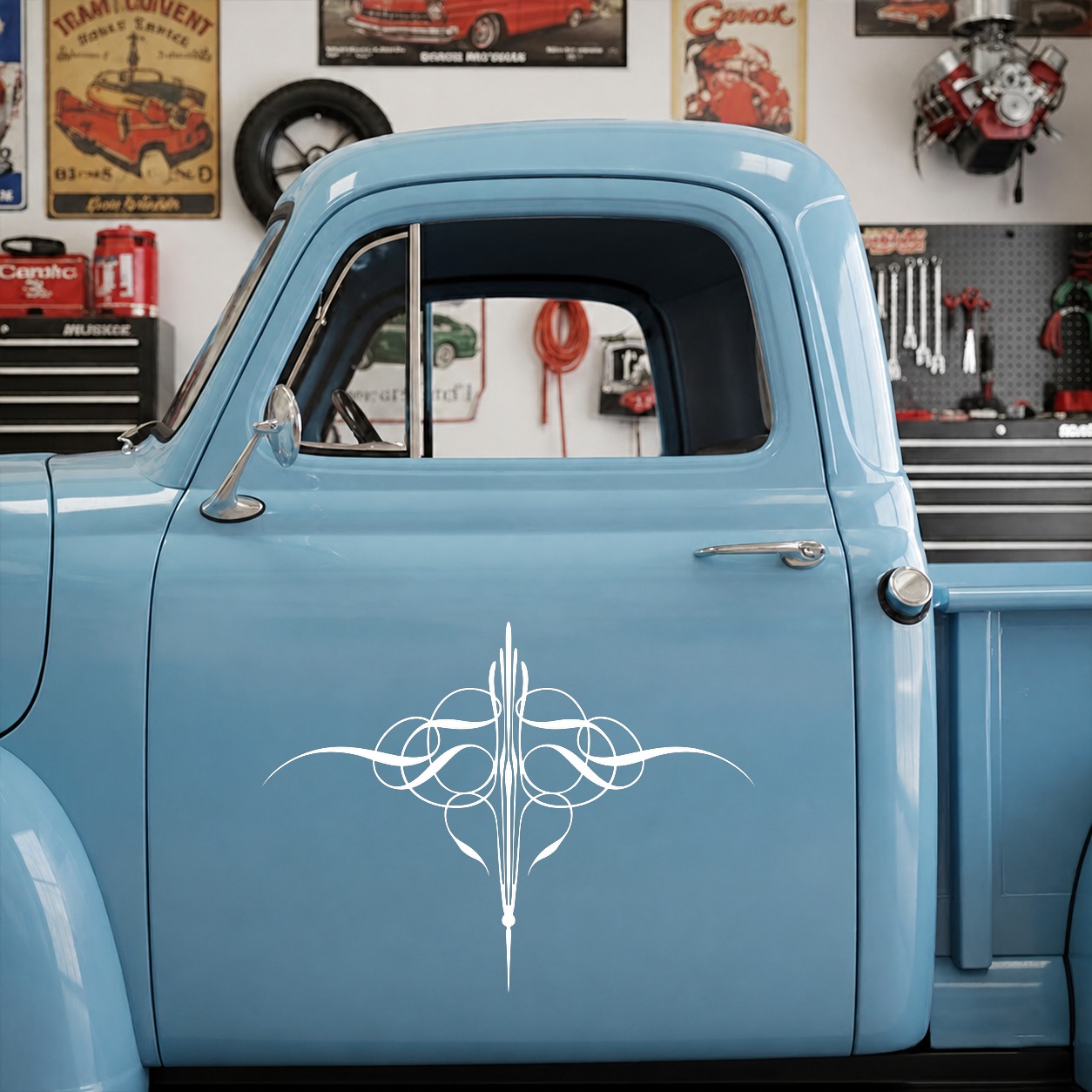 hot rod garage | pinstriping | camper caravan | rat rod | kustom kulture vinyl sticker 09955 - Image 7