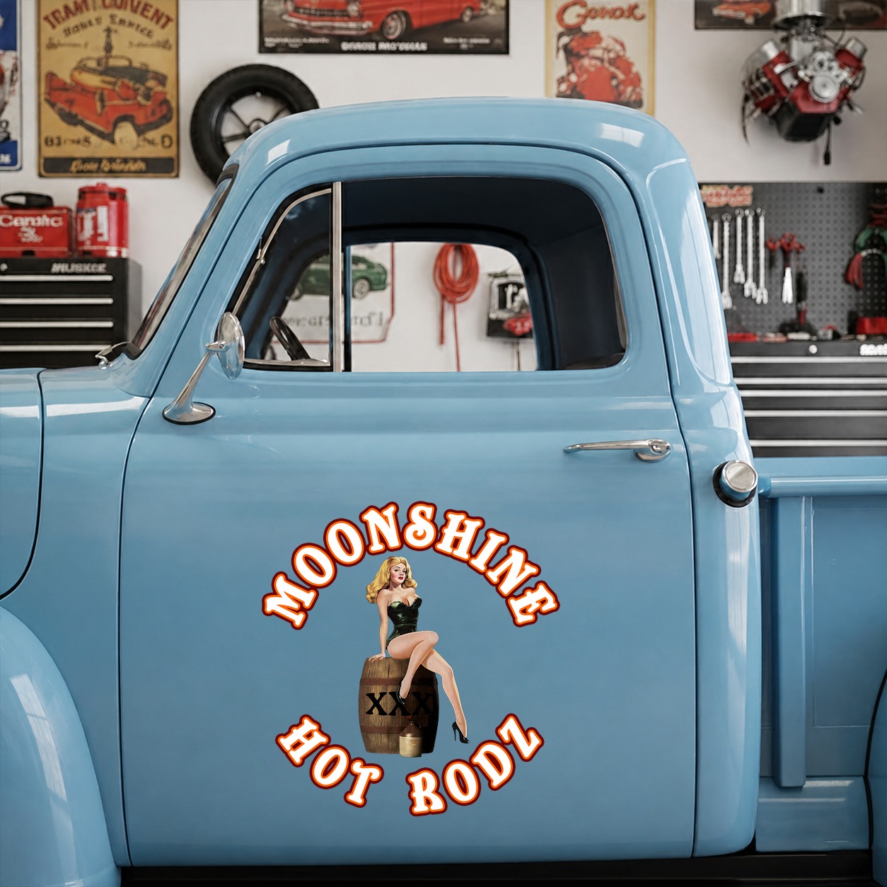 moonshine hot rodz | hot rod garage vinyl sticker 09960 - Image 8