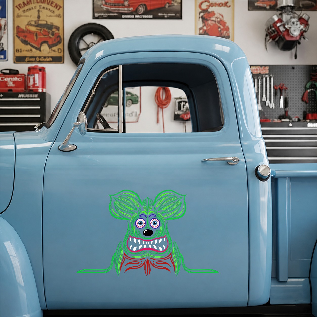 hot rod garage | rat rod | pinstriping vinyl sticker 09963 - Image 7
