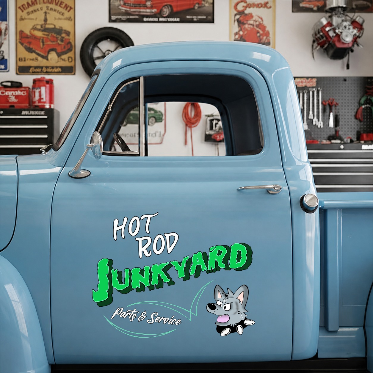 hot rod junkyard | hot rod garage vinyl sticker 09967 - Image 7