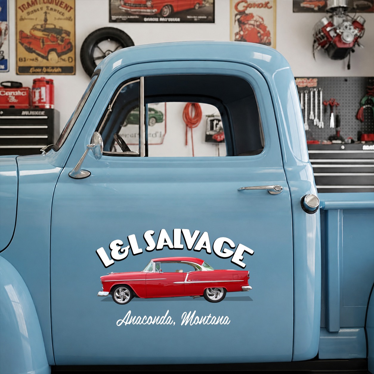 personalized hot rod garage | salvage vinyl sticker 09969 - Image 8