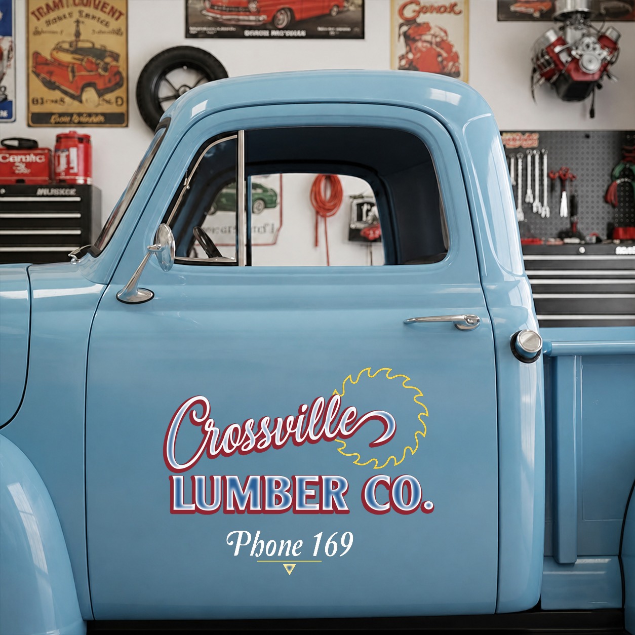 personalized lumber co | hot rod garage vinyl sticker 09970 - Image 6
