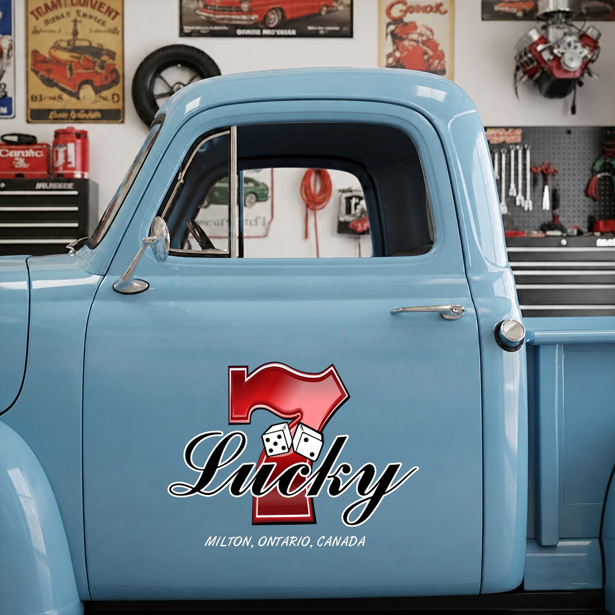 personalized 7 lucky number | hot rod garage vinyl sticker 09972 - Image 7