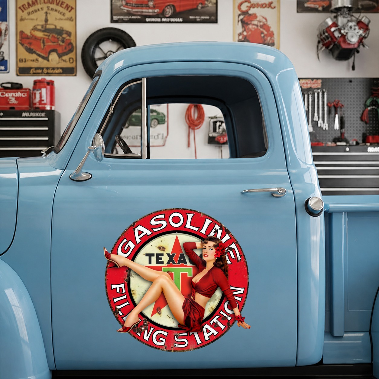 hot rod garage | filling station | pinup girl vinyl sticker 09981 - Image 7