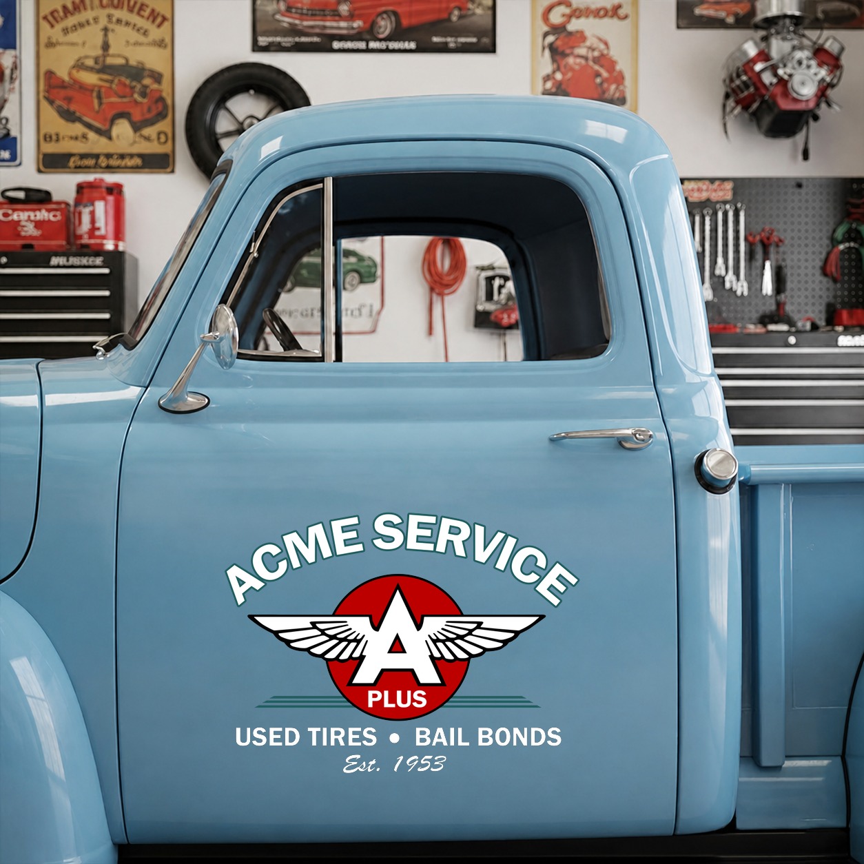 personalized hot rod garage | acme service vinyl sticker 09985 - Image 7