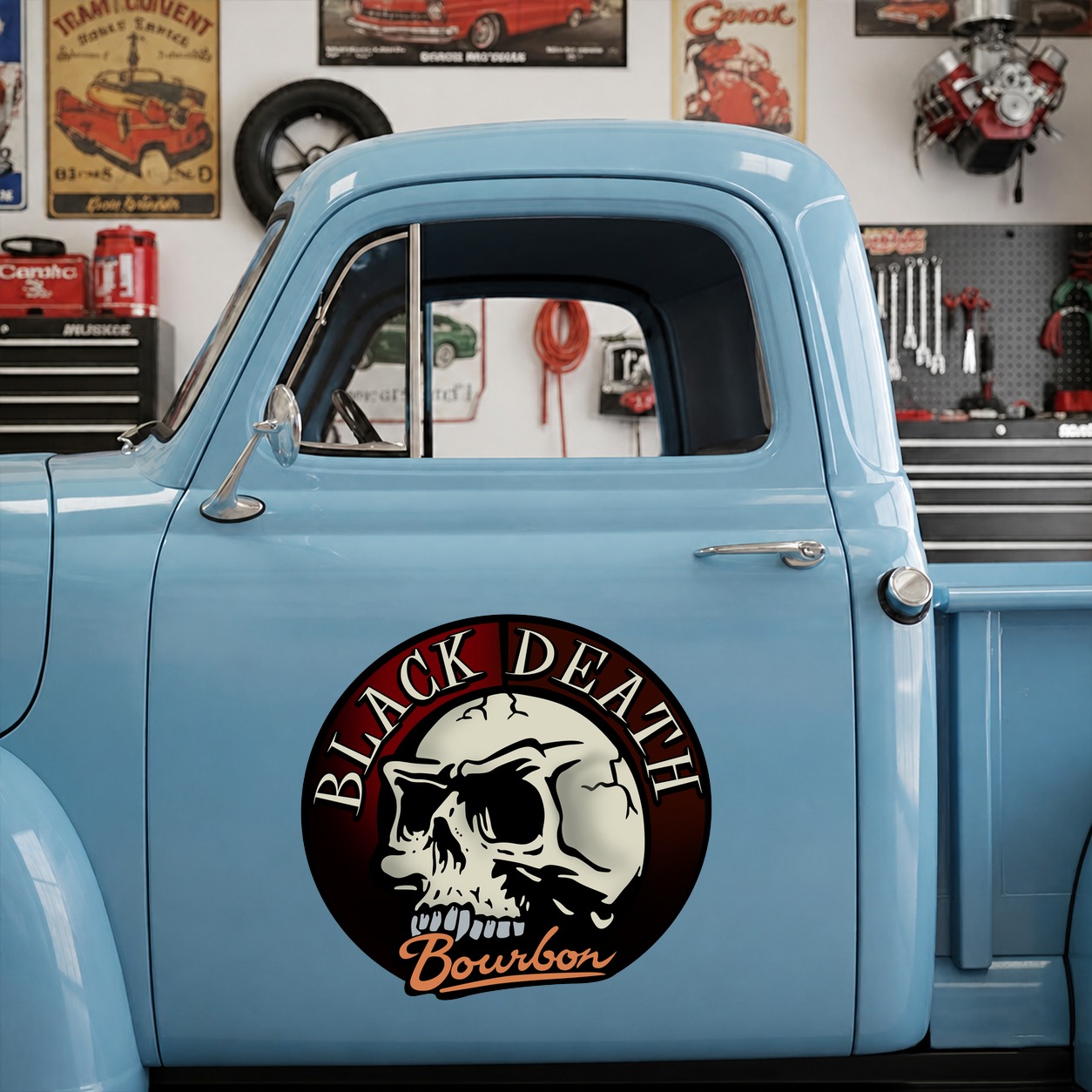 black death bourbon | hot rod garage | skull vinyl sticker 09997 - Image 7
